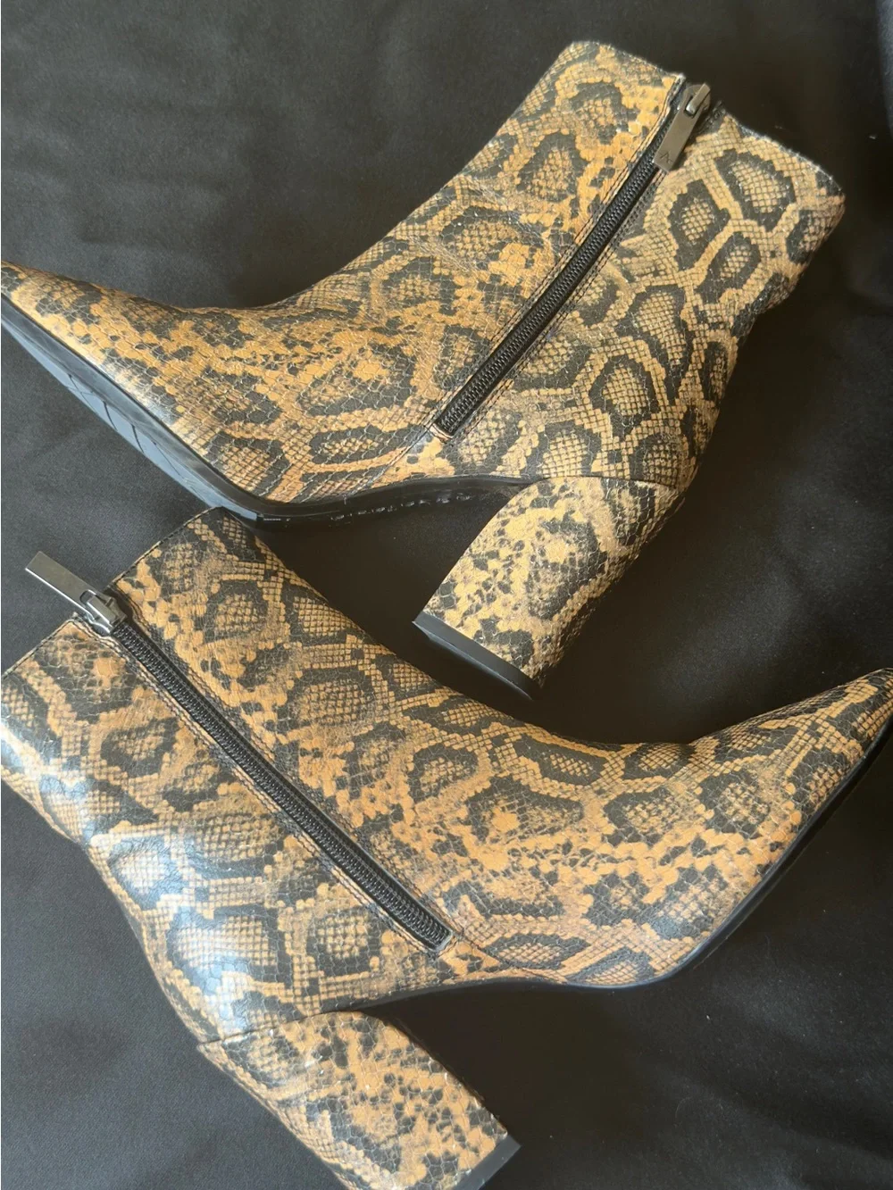 Aquatalia Florita Python Embossed Weatherproof Leather Booties Sz 7 US / 37 EU